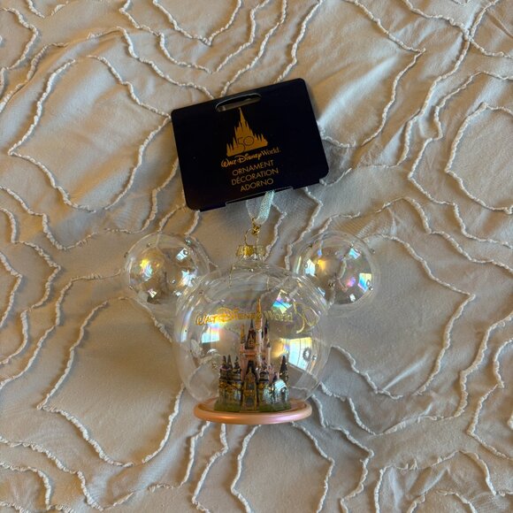 NWT Walt Disney World Park 50th Anniversary Glass Globe Ornament - Picture 2 of 9